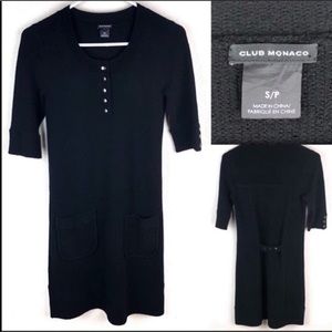 Club Monaco black sweater dress size small pretty button detailing